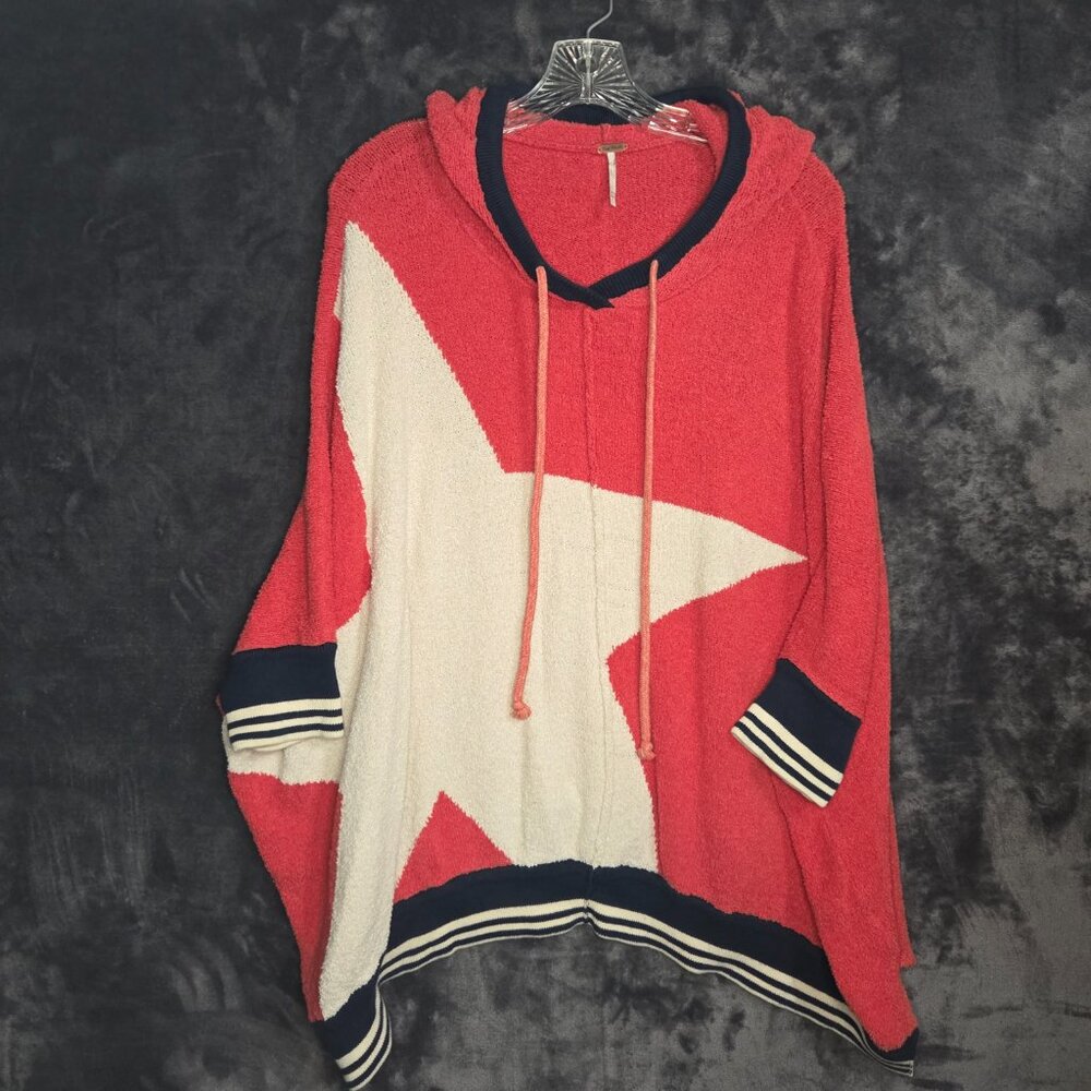 Free People I Know Places Star Hooded Oversized Poncho Comfy Sweater XS/S